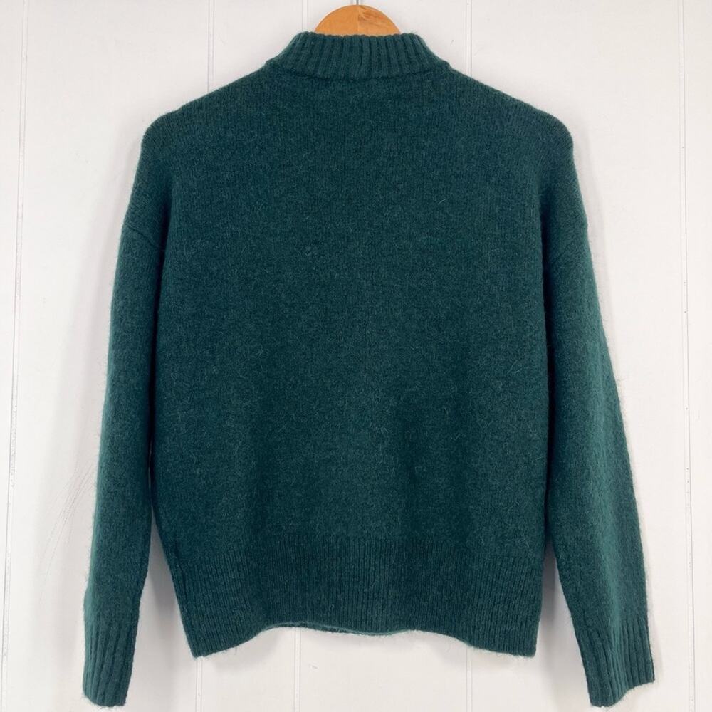 Madewell Dillon Cropped Sweater Ribbed Mock Neck Wool Alpaca Size XS Dark Green - Picture 6 of 16